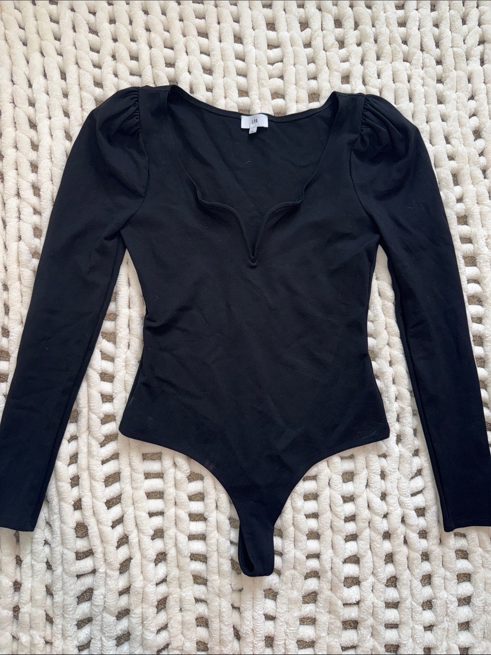 REVOLVE Black Long Sleeve Scoop V Bodysuit
